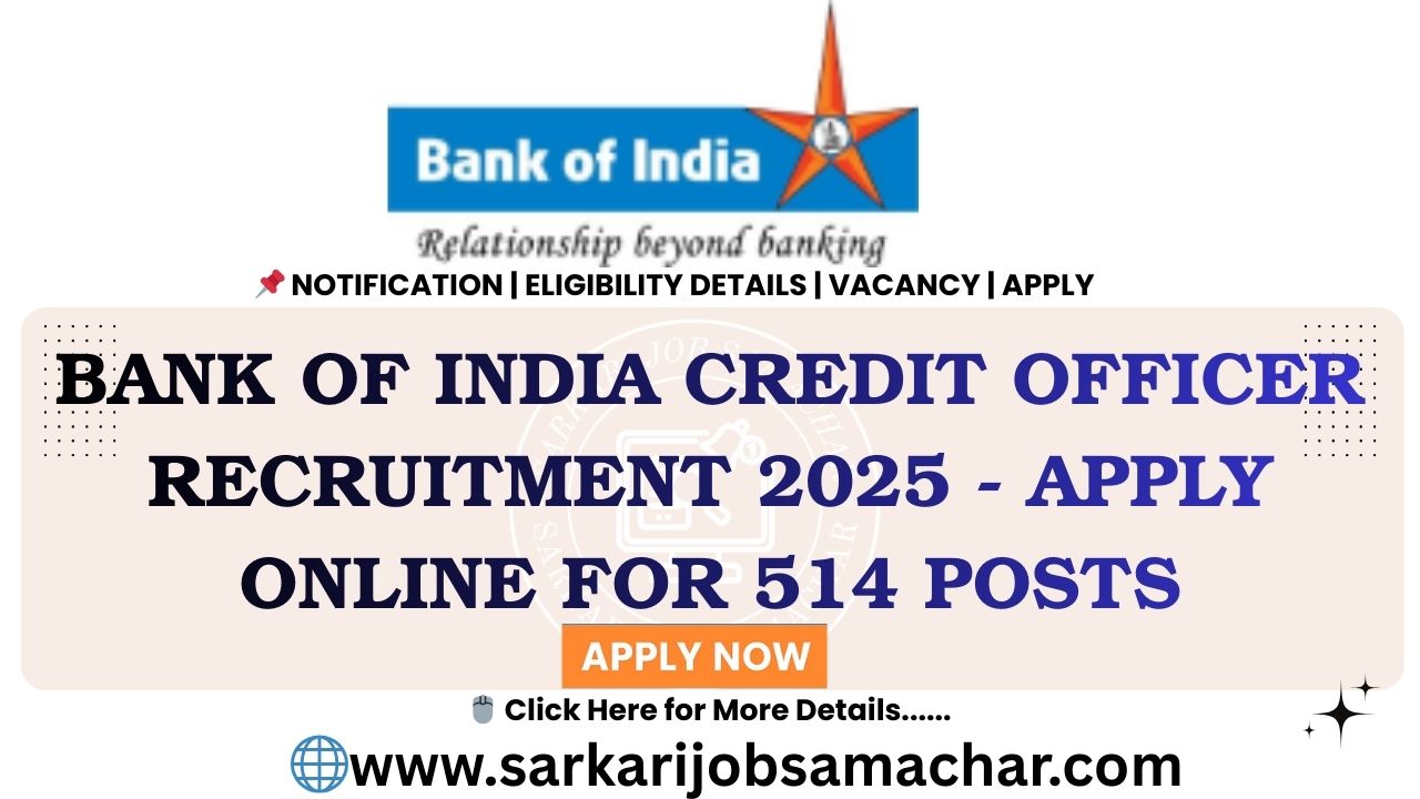 Bank of India Credit Officer Recruitment 2025 - Apply Online for 514 Posts